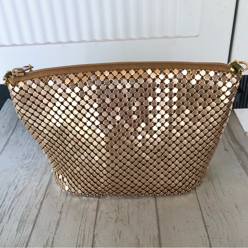 Whiting & Davis Gold Mesh Bag with zip closure